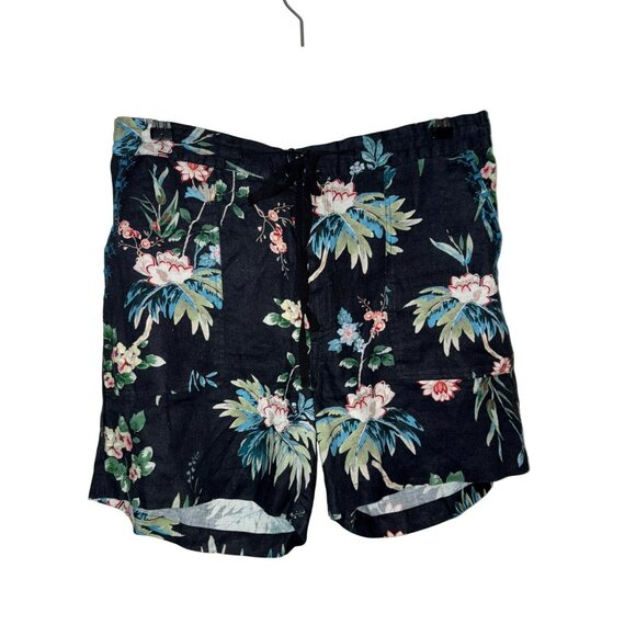 NWT Johnny Was Black Floral Linen Walking Shorts Size S - Picture 1 of 8